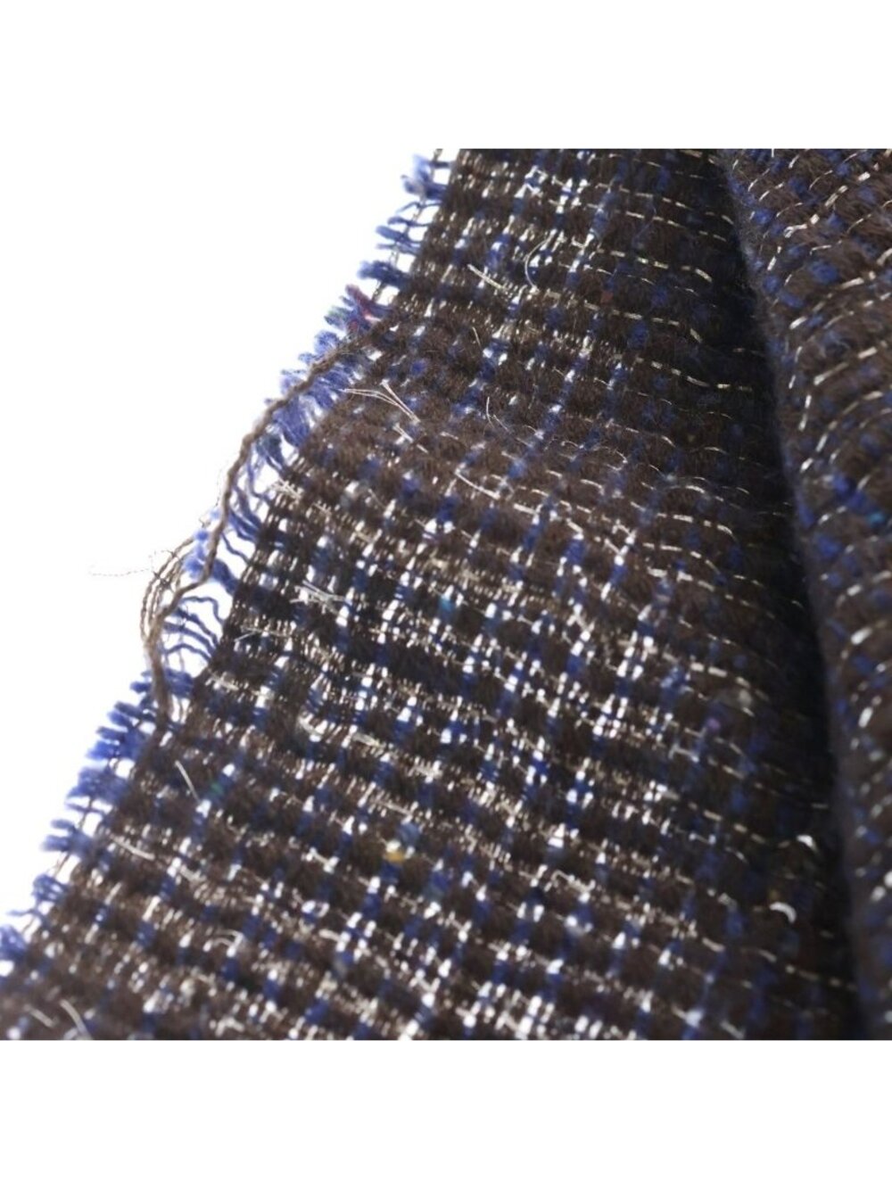 Chanel Cashmere Blend Tweed CC Logo Scarf Charcoal Gray Navy - Picture 6 of 6